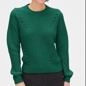 GAP Brushed Wool-Blend Pointelle Crewneck Sweater